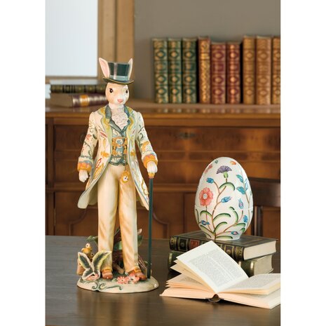 Goebel - Fitz and Floyd | Decoratief beeld / figuur Haas met hoge houd | Aardewerk - 50cm - Pasen