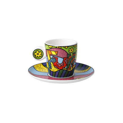 Goebel - Romero Britto | Cup and saucer Espresso Fun| Porcelain - 12cm - 100ml
