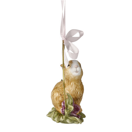 Goebel - Pasen | Decoratief beeld / figuur Haas hangend ornament - Jaarhaas 2024 | Porselein - 10cm - Paashaas