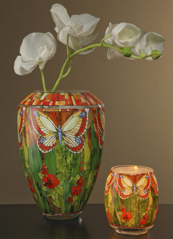 Goebel - Louis Comfort Tiffany | Vaas Vlinder 30 | Glas - 30cm