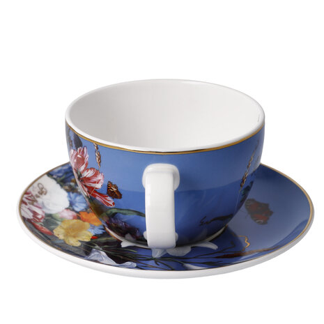Goebel - Jan Davidsz de Heem | Tasse et soucoupe Cappuccino Fleurs d'été | Porcelaine - 15cm - 250ml