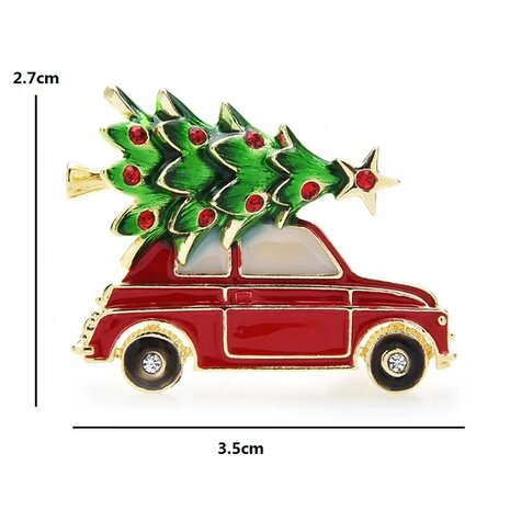 Brosche 043 Auto mit Weihnachtsbaum