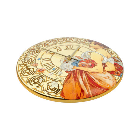 Goebel - Alphonse Mucha | Horloge murale Été 1900 | Porcelaine - 31 cm - avec de l'or véritable