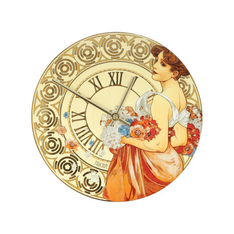 Goebel - Alphonse Mucha | Horloge murale Été 1900 | Porcelaine - 31 cm - avec de l'or véritable