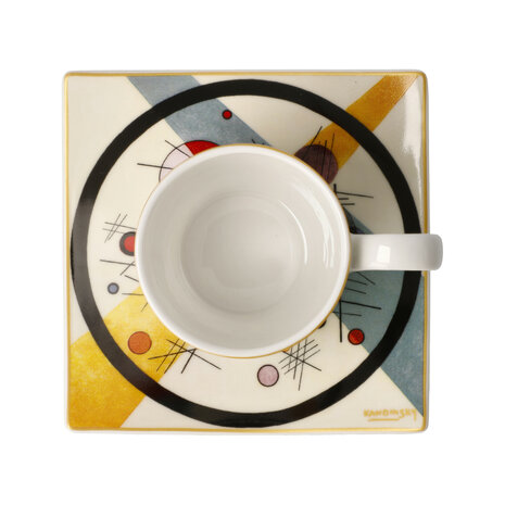 Goebel - Wassily Kandinsky | Kop en schotel Espresso Cirkels in cirkels | Porselein - 10cm - 100ml