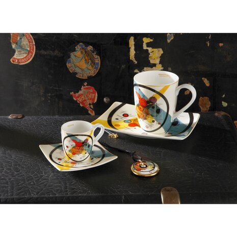 Goebel - Wassily Kandinsky | Kop en schotel Espresso Cirkels in cirkels | Porselein - 10cm - 100ml