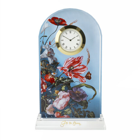Goebel - Jan Davidsz de Heem | Horloge de table Fleurs d'été | Verre - 18 cm - avec de l'or véritable