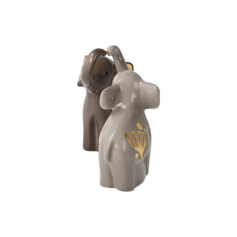 Goebel - Elephant | Salt and pepper set Gingko | Earthenware - 11cm - elephant - with real gold - 2 pieces