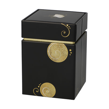 Goebel - Lotus | Boîte à Thé Ginkgo Noir | Métal - 11cm - boîte de rangement