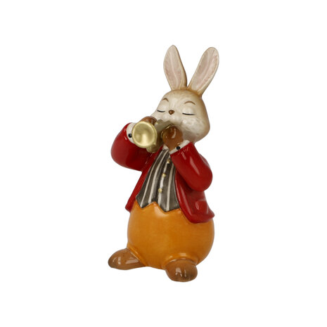 Goebel - Pâques | Statue / figurine décorative Lièvre Trompettiste passionné | Faïence - 8cm - Lapin de Pâques