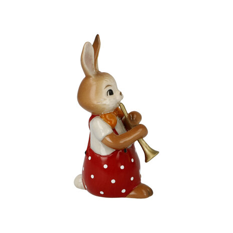 Goebel - Pâques | Statue / figurine décorative Lièvre Cher joueur de flûte | Faïence - 8cm - Lapin de Pâques