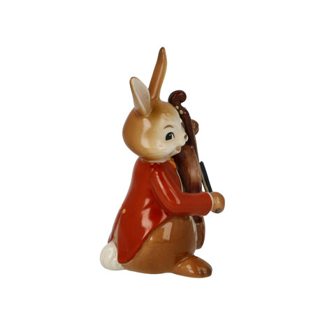 Goebel - Pâques | Image décorative Lièvre Un bassiste joyeux | Faïence - 8cm - Lapin de Pâques