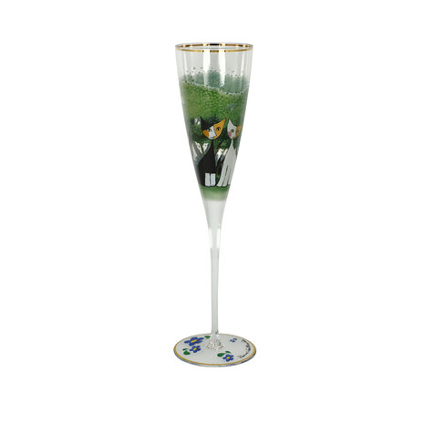 Goebel - Rosina Wachtmeister | Champagne glas Una passeggiata nel verde | Glas - 27cm - met echt goud - 100ml