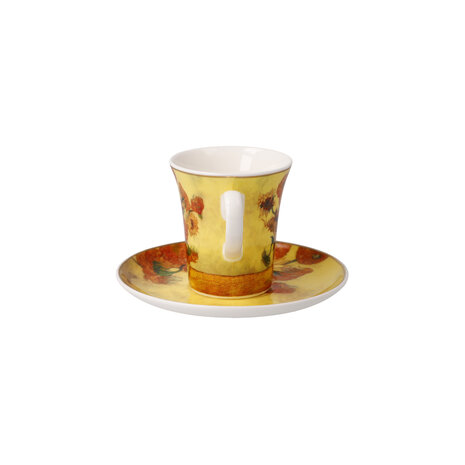 Goebel - Vincent van Gogh | Kop en schotel Espresso Zonnebloemen | Porselein - 12cm - 100ml