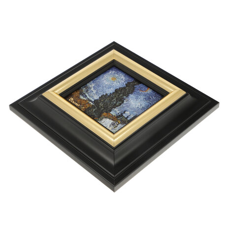 Goebel - Vincent van Gogh | Schilderij Landweg bij nacht | Porselein - 18cm - met echt goud