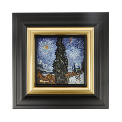 Goebel-Vincent van Gogh | Peindre une route de campagne la nuit | Porcelaine - 18 cm - avec de l'or véritable