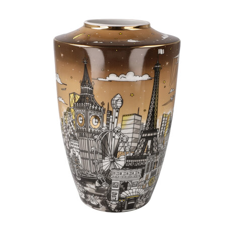 Goebel-Charles Fazzino | Vase Voyageant à travers le monde | Pop Art - porcelaine - 24cm