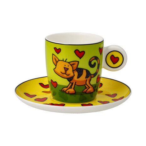 Goebel-Ed Heck | Tasse et soucoupe Espresso Love Cat | Porcelaine - 12cm - 100ml