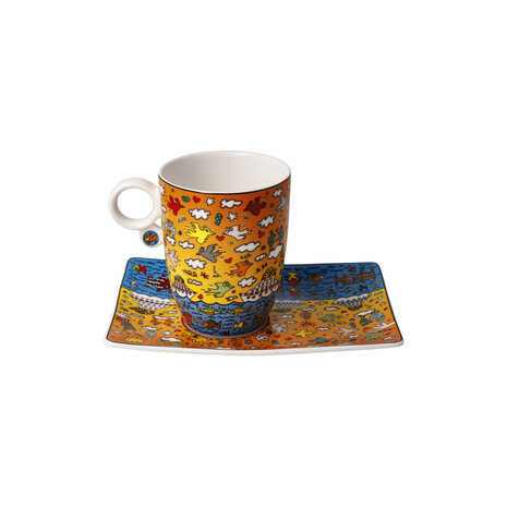 Goebel - James Rizzi | Cup and saucer The Romance of the Sea | Porcelain - 19cm - 400ml