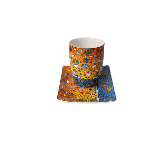 Goebel - James Rizzi | Cup and saucer The Romance of the Sea | Porcelain - 19cm - 400ml