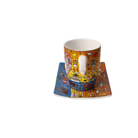 Goebel - James Rizzi | Cup and saucer The Romance of the Sea | Porcelain - 19cm - 400ml