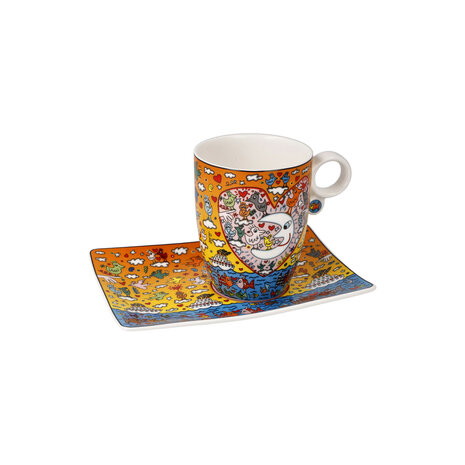 Goebel - James Rizzi | Cup and saucer The Romance of the Sea | Porcelain - 19cm - 400ml