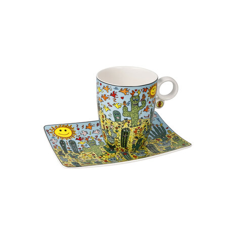 Goebel - James Rizzi | Kop en schotel Desert Life | Porselein - 19cm - 400ml