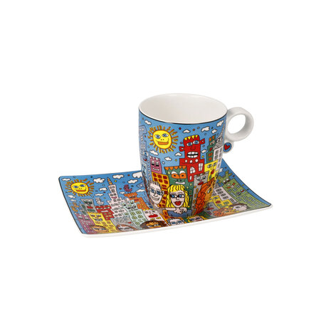 Goebel - James Rizzi | Cup and saucer Summer in the City | Porcelain - 19cm - 400ml