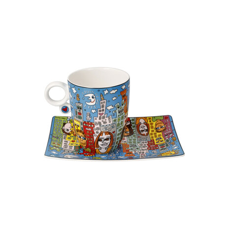 Goebel - James Rizzi | Cup and saucer Summer in the City | Porcelain - 19cm - 400ml