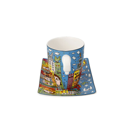 Goebel - James Rizzi | Cup and saucer Summer in the City | Porcelain - 19cm - 400ml