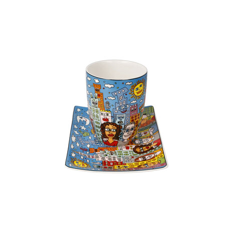 Goebel - James Rizzi | Cup and saucer Summer in the City | Porcelain - 19cm - 400ml