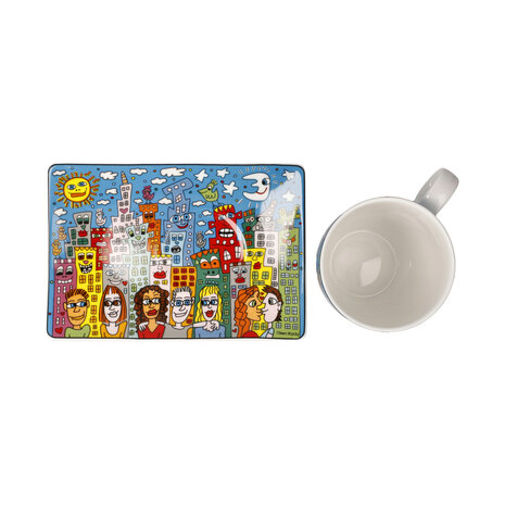 Goebel - James Rizzi | Cup and saucer Summer in the City | Porcelain - 19cm - 400ml