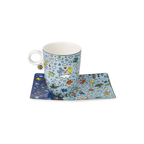 Goebel - James Rizzi | Cup and saucer Give Peace a Chance | Porcelain - 19cm - 400ml