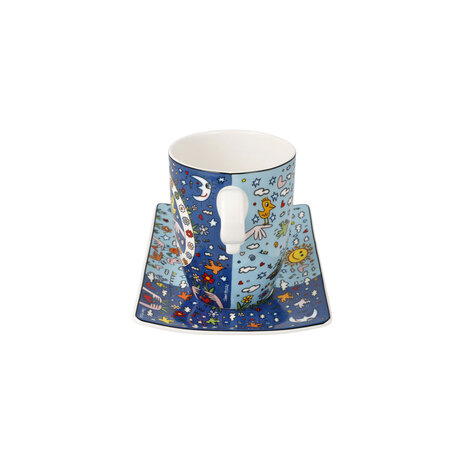 Goebel - James Rizzi | Kop en schotel Give Peace a Chance | Porselein - 19cm - 400ml