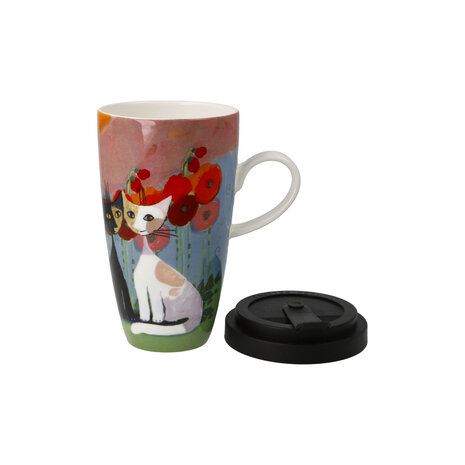 Goebel - Rosina Wachtmeister | Koffie / Thee Mok Lestate in giardino | Beker to go - porselein - 500ml - met deksel