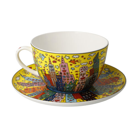 Goebel - James Rizzi | Kop en schotel Cappuccino My New York City Sunset | Porselein - 500ml