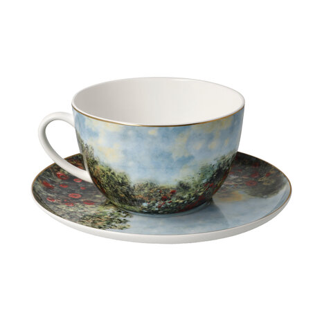 Goebel - Claude Monet | Kop en schotel Cappuccino Het kunstenaarshuis | Porselein - 500ml - met echt goud