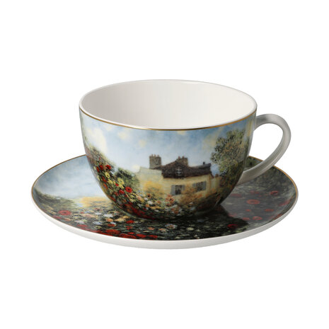 Goebel - Claude Monet | Kop en schotel Cappuccino Het kunstenaarshuis | Porselein - 500ml - met echt goud