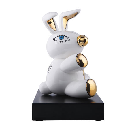 Goebel - Mauro Bergonzolis | Decoratief beeld Magic Bunny | Porselein - 29cm - met echt goud - Limited Edition