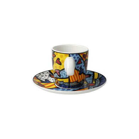 Goebel - Romero Britto | Kop en schotel Espresso A New Day| Porselein - 12cm - 100ml