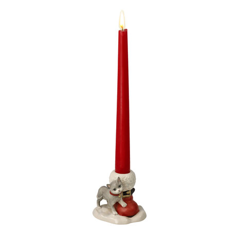 Goebel - Kerst | Kandelaar Kat met schoen | Aardewerk - 8cm - 1 kaars