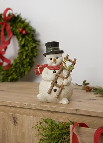 Goebel - Kerst | Decoratief beeld Sneeuwpop - Geluk | Aardewerk - 22cm - Limited Edition