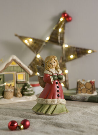 Goebel - Kerst | Decoratief beeld Winterhoutstapel | Aardewerk - 7cm