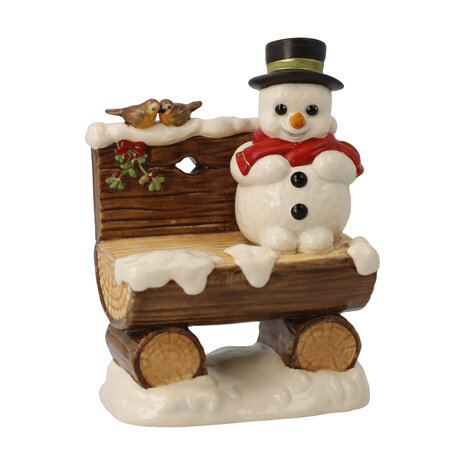 Goebel - Kerst | Decoratief beeld Sneeuwpop Mijn favoriete plek | Aardewerk - 10cm