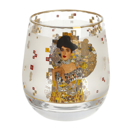 Goebel - Gustav Klimt | Windlicht / Theelicht Adele | Glas - 9cm - waxinelicht houder - met echt goud