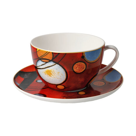 Goebel - Wassily Kandinsky | Kop en schotel Cappuccino Zwaar rood | Porselein - 19cm - 500ml