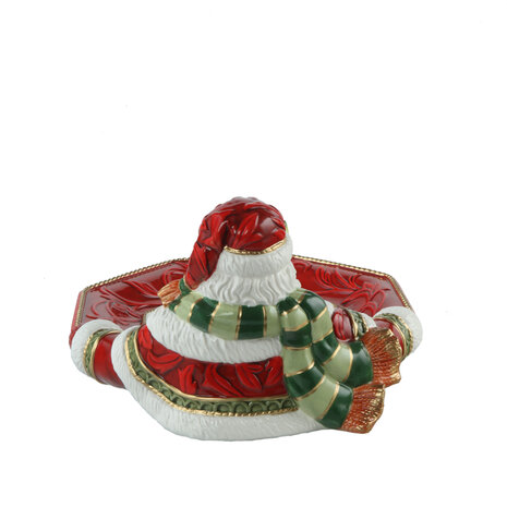 Goebel - Fitz and Floyd | Decoratieve schaal Kerstman presenteert | Aardewerk - 36cm