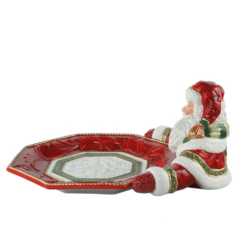 Goebel - Fitz and Floyd | Decoratieve schaal Kerstman presenteert | Aardewerk - 36cm