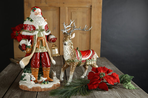 Goebel - Fitz and Floyd | Decoratief beeld Rendier | Aardewerk - 41cm - kerst