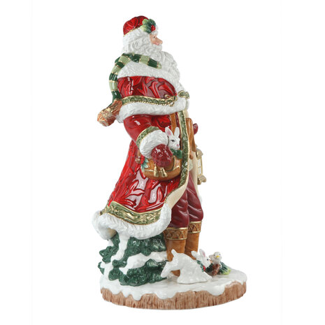 Goebel - Fitz and Floyd | Decoratief beeld Kerstman met lantaarn | Aardewerk - 49cm - kerst